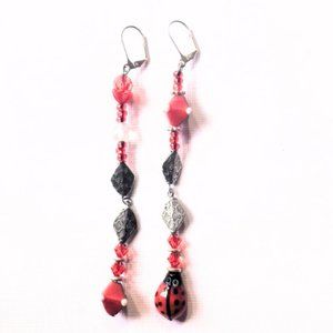 Hand Crafted Red Dangle Earrings